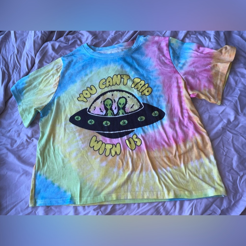 Tie Dye Alien Stoner Crop Top Tee